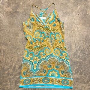 Alice & Trixie Blue and Gold Dress with Paisley Pattern